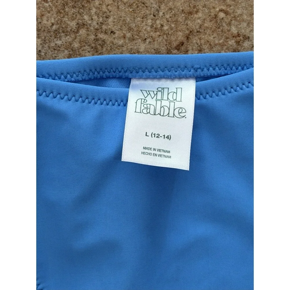 Wild Fable Women's Blue Ties at Hip Bikini Bottom Size L (12-14) NWT